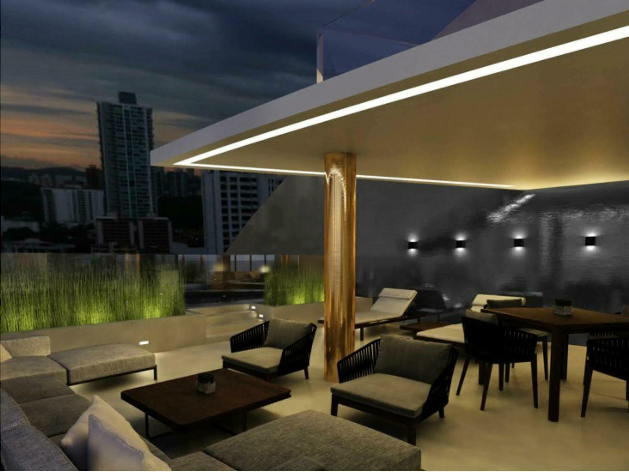 Hotel Las Americas Golden Tower Panama Exterior photo 3D rendering of a rooftop terrace